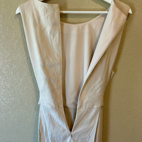 Not for sale- ANTONIO MELANI Size 14 Linen Natural Sleeveless Jumpsuit Wide Leg - Picture 6 of 11